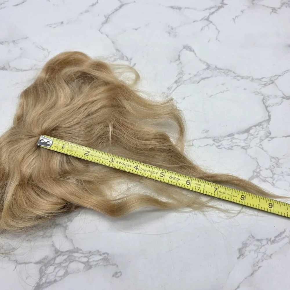 Vintage Long Blonde Human Hair Wig for Doll 8 - 9